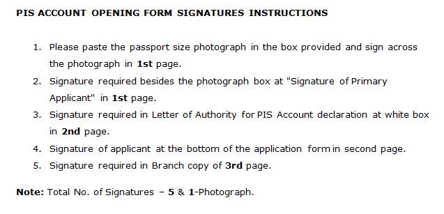 Axis Bank PIS account signature instructions